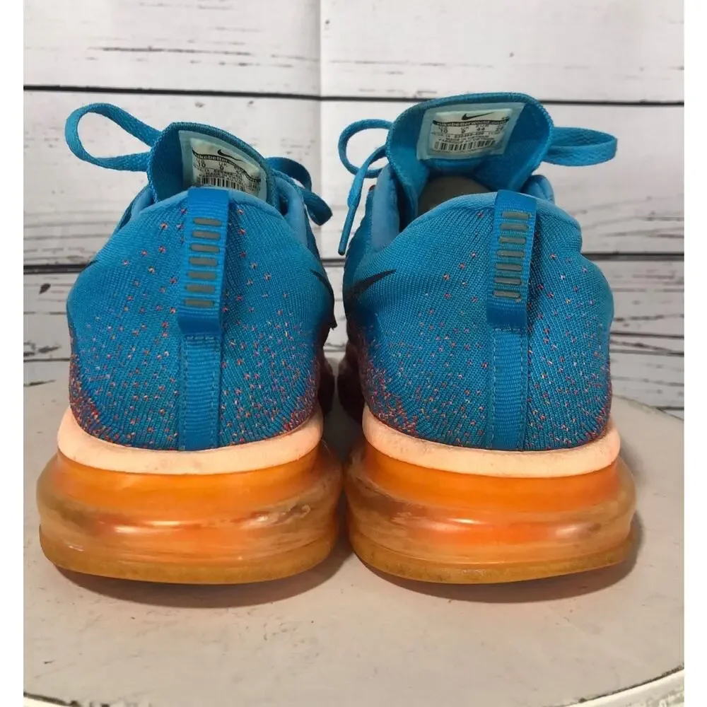 Nike Flyknit Air Max (Vivid Blue/Atomic Orange) size 10